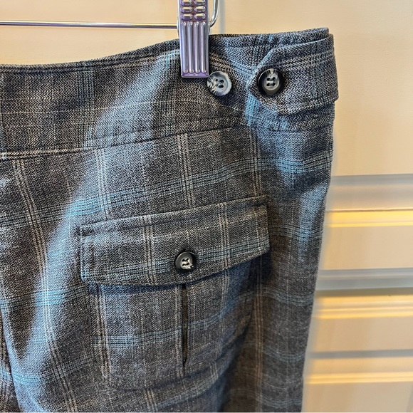 Navy Wide Leg Plaid Trousers 13 - Picture 8 of 10